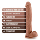 Au Naturel Daddy 14 inches Dildo Mocha by Blush Novelties with features listed including Sensa Feel, FlexiShaft, and strong suction cup base.