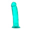 B Yours Plus Thrill N Drill Teal Dildo from Blush Novelties with a soft, realistic feel and clear, crystal-like appearance.