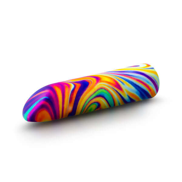 Colorful Limited Addiction Psyche Power Vibe Rainbow vibrator with swirling rainbow patterns for ultimate pleasure experience.