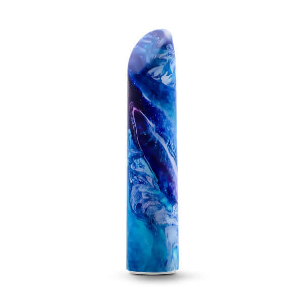 Limited Addiction Mesmerize Power Vibe Azure vibrator by Blush Novelties in colorful blue design with 10 deep, rumbly vibrations