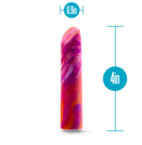 Limited Addiction Fiery Power Vibe Coral Vibrator 4 inches with 0.9-inch diameter, colorful design, and sleek shape.