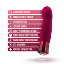 Oh My Gem Classy Garnet Red Vibrator features and benefits display