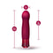 Oh My Gem Classy Garnet Red Vibrator with dimensions displayed, 5.5 inches total length, 4 inches insertable, and 1 inch width.