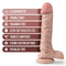 Realistic Dr. Skin Plus 9-Inch Posable Dildo with Balls in Vanilla Light Skin Tone by Blush Novelties with product features listed