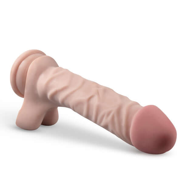 Realistic Dr. Skin Plus 9-Inch Posable Dildo with Balls in Vanilla Light Skin Tone by Blush Novelties