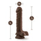 Dr. Skin Plus 9 inches Posable Dildo with Balls Chocolate, Dark Brown Skin Tone dimensions and features – 7-inch insertable length and 1.75-inch width