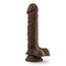 Dr. Skin Plus 9 inches posable dildo with balls in chocolate dark brown skin tone from Blush Novelties