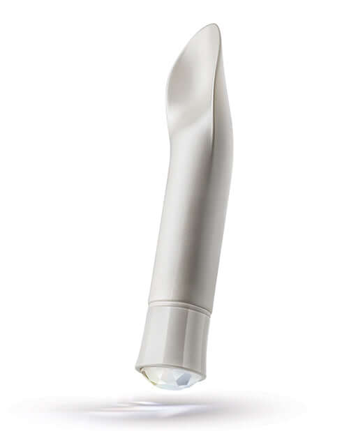 Oh My Gem Bold Diamond Silver Vibrator by Blush Novelties sleek design with scooped shape and diamond detail