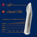 Oh My Gem Bold Diamond Silver Vibrator with Soft Tongue Shaped Tickler and Rumble Tech featuring 5 speeds and 5 unique rhythms