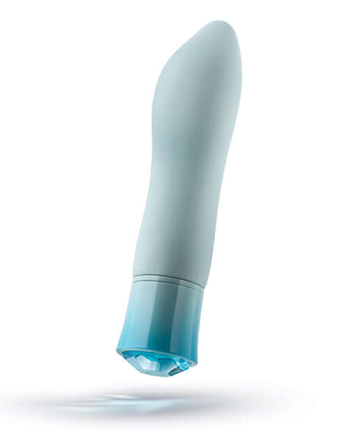 Oh My Gem Ardor Aquamarine Blue Rechargeable Vibrator from Blush Novelties with a tapered end and bulbous head for powerful stimulation