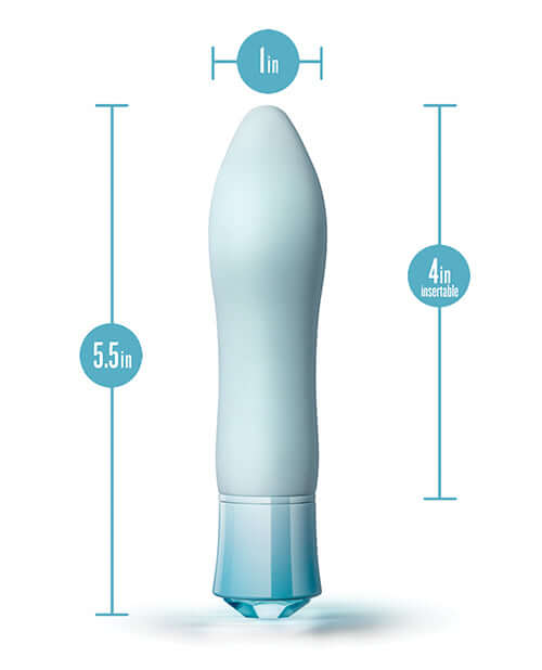 Oh My Gem Ardor Aquamarine Blue Rechargeable Vibrator - 1 inch width, 5.5 inch length, 4 inch insertable length