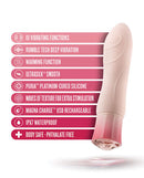 "Oh My Gem Elegant Morganite Pink Vibrator features including vibrating functions, deep vibration, warming, smooth texture, waterproof and body-safe silicone"