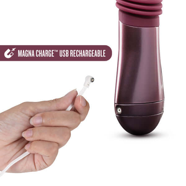 Temptasia Trixie Thrusting Dildo with Magna Charge USB charging cable.