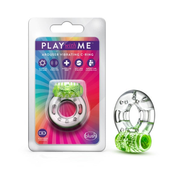 Blush Novelties Play With Me Arouser Vibrating C-Ring Green at $6.99