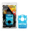 Stay Hard Rechargeable 5 Function Cock Ring Blue in packaging and product, soft and stretchy, for enhanced pleasure and prolonged playtime