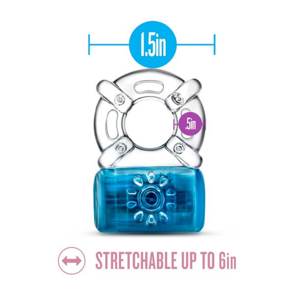 Play With Me Pleaser Rechargeable C-Ring by Blush Novelties, stretchable up to 6 inches, versatile and USB-rechargeable vibrating cock ring