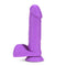 Neo 8 inches dual density dildo in neon purple with a suction cup base for hands-free play, featuring a realistic design from Blush Novelties.