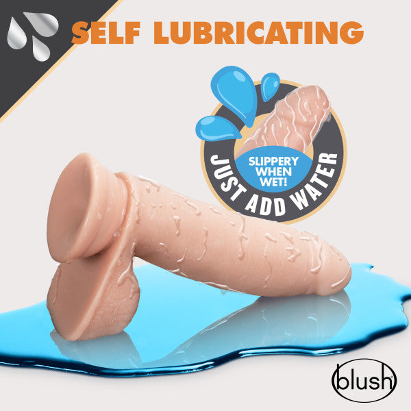 Blush Novelties Dr. Skin Glide 7 inches Self Lubricating Dildo with Balls Vanilla Beige at $20.99