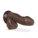 Blush Novelties Au Naturel Troy 6-inch ultra-realistic dark brown dildo with lifelike texture and details including veins and contoured head