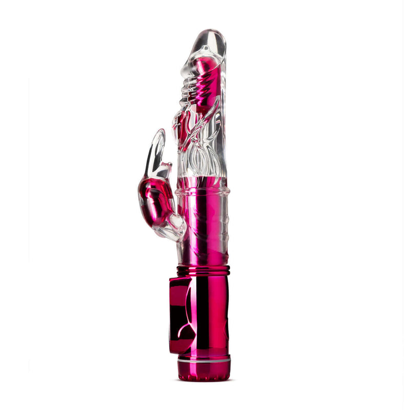 Sexy Things Frisky Rabbit Vibrator Pink from Blush Novelties featuring clitoral pleaser and powerful gyration and vibration points.