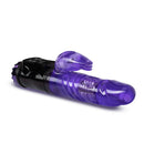 Purple Flutter Rabbit Vibrator with reversible gyrating shaft and clitoral pleaser from Blush Novelties, made of soft TPE material.