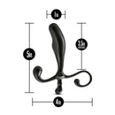 Anal Adventures Prostate Stimulator - Black, with Dimensions shown: 5in length, 1in width, 3.5in insertable, 4in handle width.