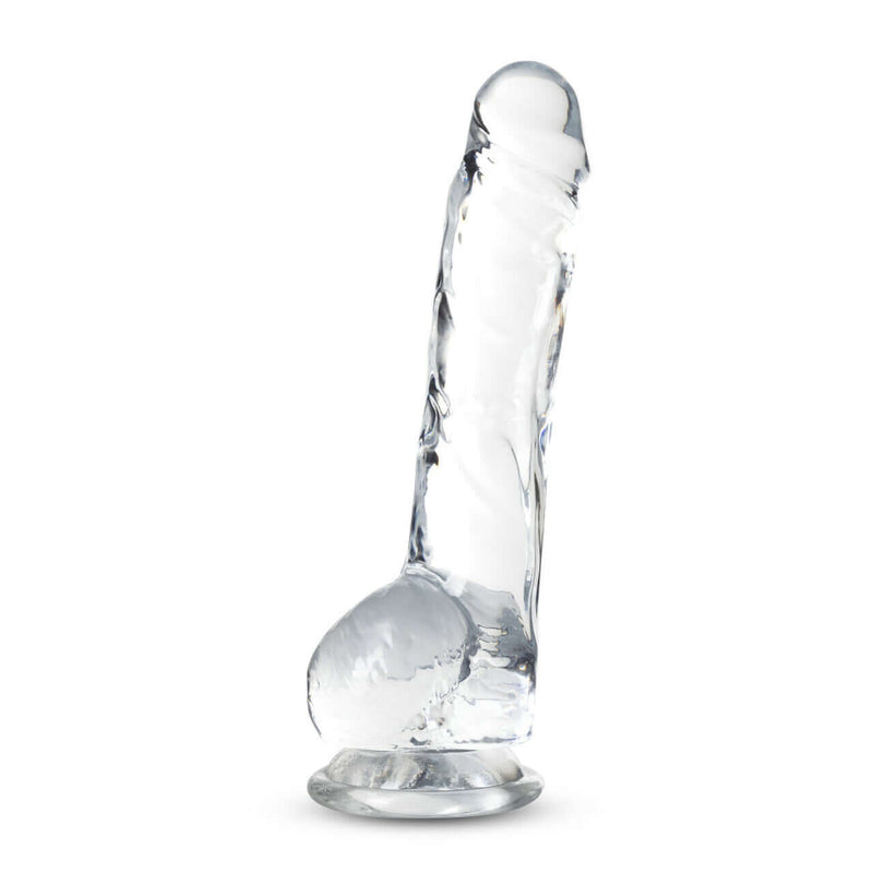 Naturally Yours 8-Inch Diamond Crystalline Dildo by Blush Novelties, featuring a lifelike, transparent design with realistic firmness and flexibility.