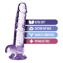 Naturally Yours 7 inches Amethyst Crystalline Dildo with suction cup base, harness compatible, ultra soft, and phthalate free features.