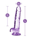 Naturally Yours 7 inches Amethyst Crystalline Dildo with suction cup base, 6 inches insertable length, 1.25 inches width by Blush Novelties