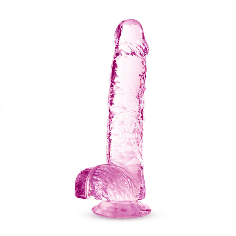 Naturally Yours 6 inches Rose Crystalline Dildo, 6 inches long, handcrafted, realistic design, pink crystalline material.