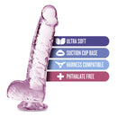Naturally Yours 6 inches Rose Crystalline Dildo with suction cup base, ultra soft texture, and phthalate-free material.
