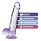 Naturally Yours 6 inches Amethyst Crystalline Dildo by Blush Novelties with ultra-soft, suction cup base, harness compatible, and phthalate-free features