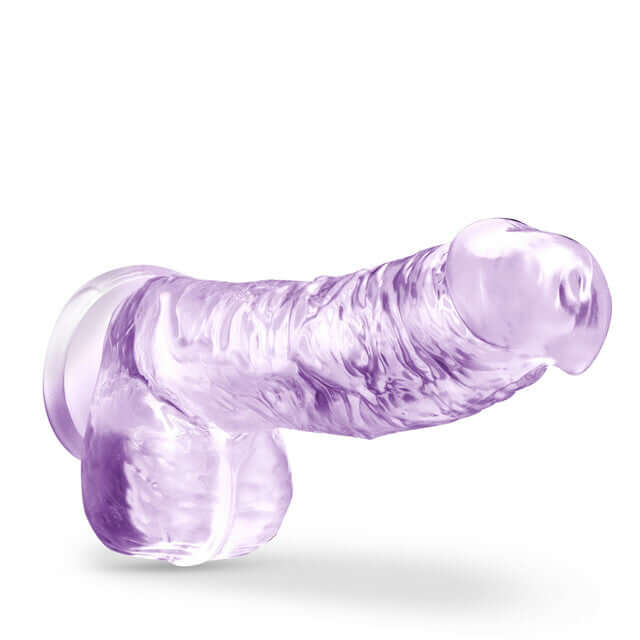 Naturally Yours 6 inches Amethyst Crystalline Dildo with lifelike texture and suction cup base for smooth surface and harness compatibility.