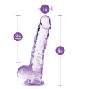 Naturally Yours 6 inches Amethyst Crystalline Dildo with measurements, hand sculpted, lifelike, and suction cup base from Blush Novelties