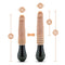 Blush Novelties Dr. Knight 10.5-Inch Thrusting Vibrating Dildo dimensions and ergonomic handle in beige and black.