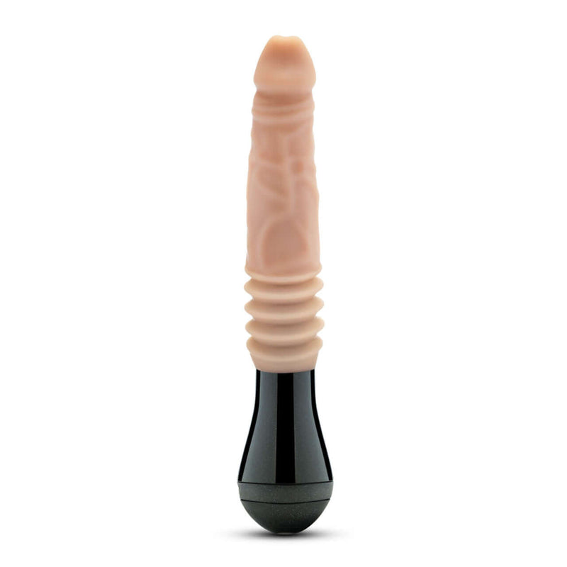 Blush Novelties Dr. Knight 10.5-inch thrusting gyrating vibrating dildo with realistic design and ergonomic handle.
