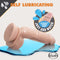 Dr. Skin Glide 8.5 inch Self Lubricating Dildo with Balls in Vanilla Beige on wet surface showcasing self-lubricating feature from Blush Novelties.
