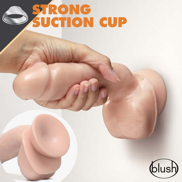 Dr. Skin Glide 8.5 inches Self Lubricating Dildo with Balls Vanilla Beige with strong suction cup by Blush Novelties.