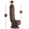 Blush Novelties Dr. Skin Plus 8 inches Thick Dildo with Squeezable Balls Chocolate Dark Brown at $29.99