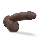 Dr. Skin Plus 8 inches Thick Poseable Dildo with Squeezable Balls in Chocolate Dark Brown Color from Blush Novelties