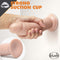Dr. Skin Glide 8 inches Self Lubricating Dildo Vanilla Beige with strong suction cup being held in hand