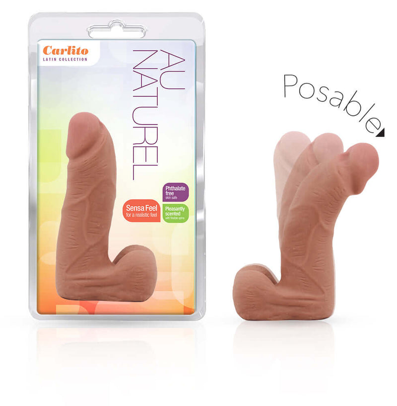 Blush Novelties Au Natural Carlito Dildo with Sensa Feel technology from the Latin Collection, featuring a lifelike dual-density design.