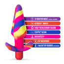 Avant Free Spirit Scarlet by Blush Novelties with colorful design, 10 vibration modes, Puria silicone, waterproof, and StayPut design.
