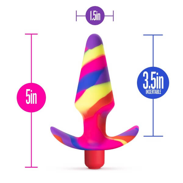 Avant Free Spirit Scarlet by Blush Novelties with colorful design, 5 inches long, 1.5 inches wide, and 3.5 insertable inches - IPX7 waterproof and body-safe.