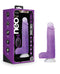 Neo Elite Encore 8 inches Vibrating Dildo Purple with 7 powerful vibrations and suction cup base from Blush Novelties, displayed next to its packaging.