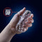 Hand holding the Rize Squeezy Clear Male Masturbator from Blush Novelties with convenient grip feature highlighted.