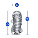 Rize Squeezy Clear Male Masturbator from Blush Novelties with dimensions 4.5 inches insertable and 2 inches wide.