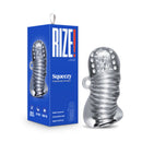 Rize Squeezy Clear Male Masturbator in packaging by Blush Novelties. Multi-textured and ergonomic design for ultimate pleasure.