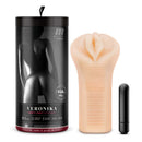 M Elite Soft and Wet Veronika Beige Stroker with packaging and accessory from Blush Novelties.