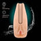 M Elite Soft and Wet Natasha Beige Male Masturbation Device with self-lubricating and ribbed for pleasure features.